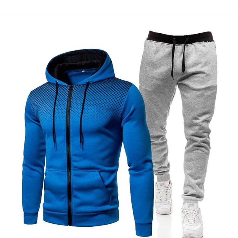 2024 Efterår og vinter Nye ensfarvede fleece sweaterbukser til mænd Casual lynlås sportshat sæt_voghion.com