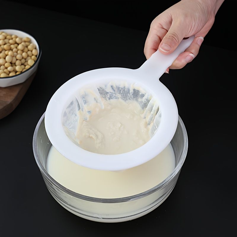 Embudo de cocina de nailon con asa, filtro de malla de plástico para leche de soja, zumo, herramienta de filtrado de grado alimenticio con drenaje de residuos, paquete de 2_voghion.com