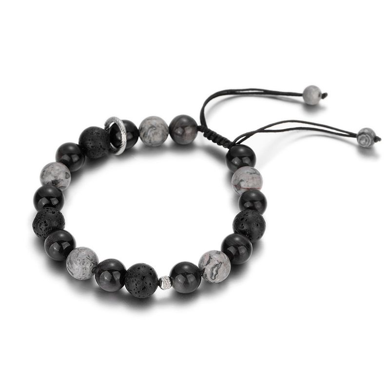 Snöflinga vulkanisk sten för män flätat armband High End Originaldesign Justerbart pararmband_voghion.com