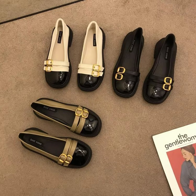 Mary Jane Damenschuhe, neue Retro-Schuhe aus kleinem Leder im britischen Stil, vielseitige, flache, französische, lässige Einzelschuhe_voghion.com