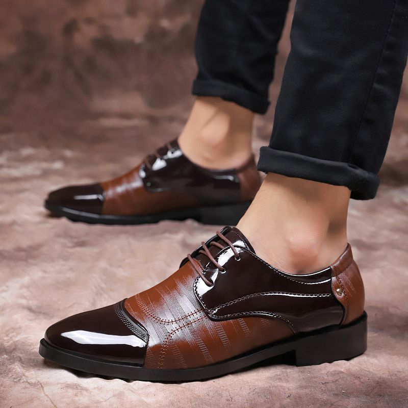 Zapatos de cuero puntiagudos de negocios para hombres de alta calidad, zapatos formales_voghion.com