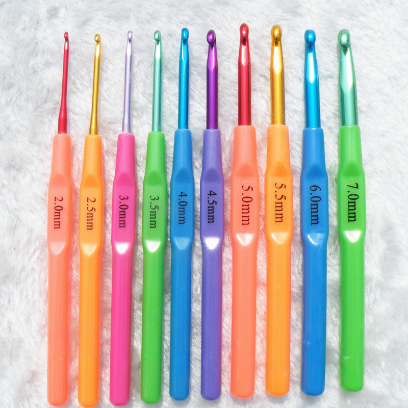 10Pcs/Set Crochet Hook Set Sweater Needle Knitting Tools Aluminium Oxide Plastic Shank Coloured Crochet Hooks_voghion.com