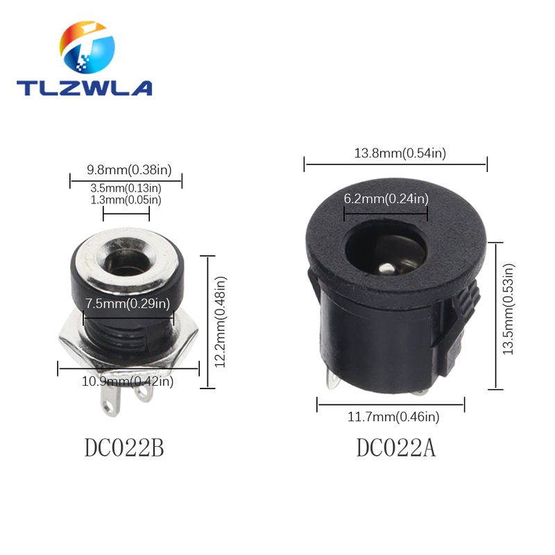 10Pcs Connectors 5.5x2.1mm 3.5x1.3mm Male Female Plug Jack Socket Nut Panel Mount DC Power Adapter Connector 5.5*2.1_voghion.com