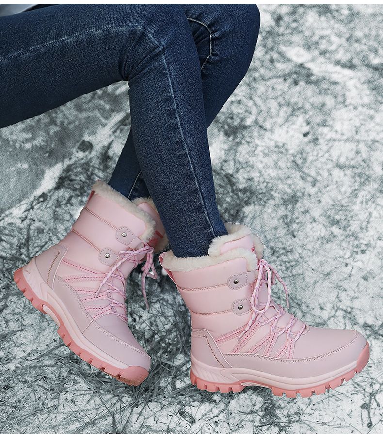 Damen-Winterstiefel – wasserdichte, mit Fleece gefütterte High-Top-Stiefel für Outdoor und Wandern (große Weite erhältlich)_voghion.com
