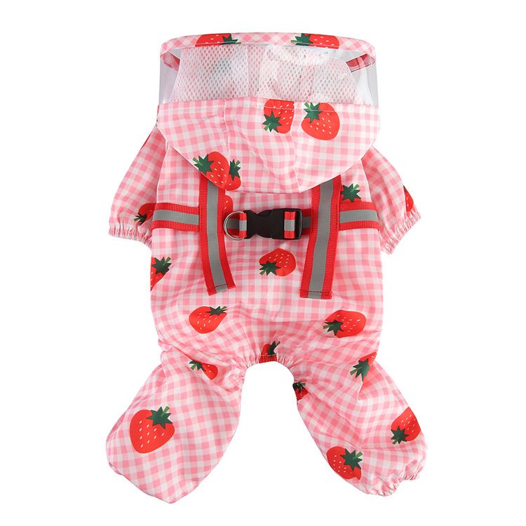 Haustier Vierbeiner Kleine Brust Zurück Reflektierende Hund Regenmantel Taille Tasche Schwanz Ente Stil_voghion.com
