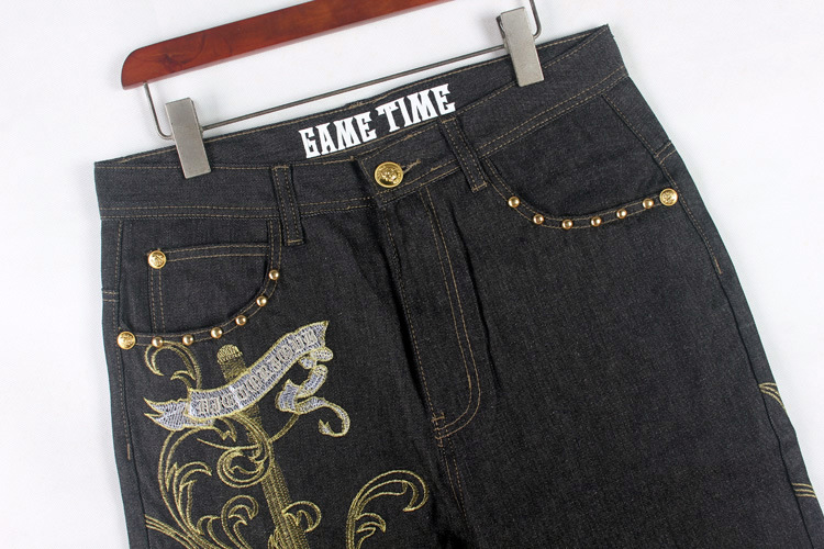 Men's Clothing Embroidered Hip Hop Jeans Men's Trend Hip Hop Street Dance Casual Loose Plus Fat Plus Size Skateboard Pants_voghion.com