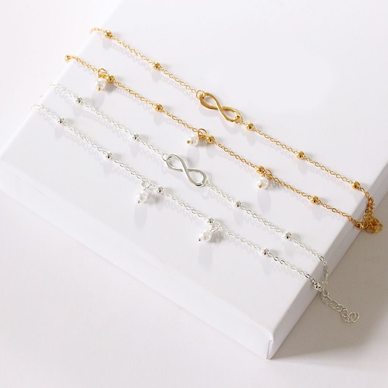 Moud waarm verkafen Perl 8-Wuert Fousskett Bijouen Fraen handgemaachte Perlen Duebelkette Foussschmuck Strand Foussschmuck_voghion.com