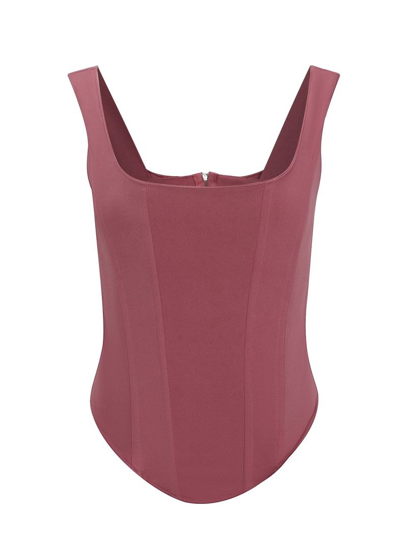 European And American Cross Border Foreign Trade New Solid Color Sexy Hot Girl Fishbone Bra Square Collar Backless Vest Top Female_voghion.com