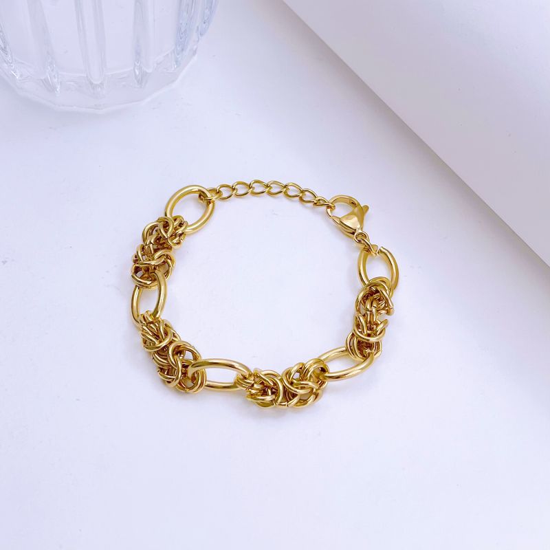 Damenschmuck, auffälliges geometrisches Hohlkettenarmband aus goldenem Edelstahl, modisches Statement-Stück für den Alltag, verblasst nicht, passt zu allen_voghion.com
