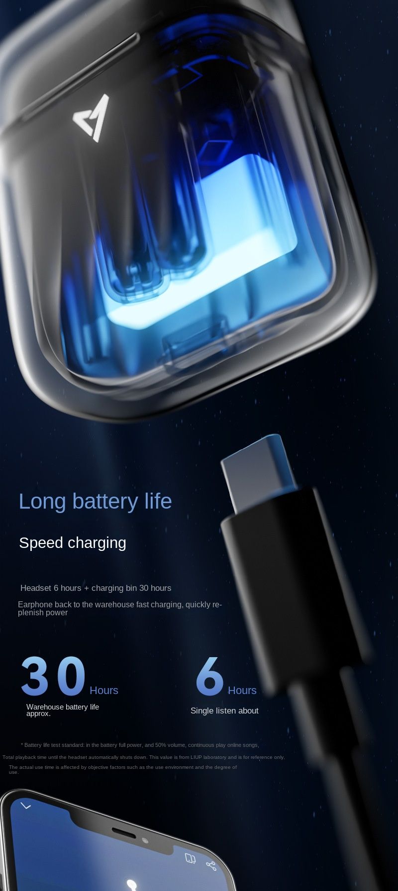 LIUP Pods - Night Glow Sand TWS Earbuds Bluetooth V5.4 13mm HIFI Drivers AI Active Noise Cancelling | 6+30h Playtime_voghion.com