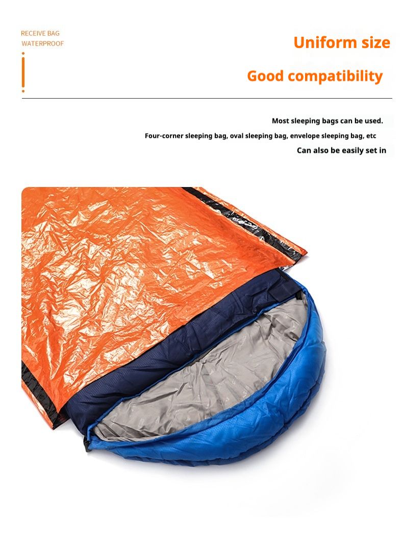 Pellicola in alluminio PE arancione semplice prevenzione del freddo e soccorso in caso di calamità sacco a pelo caldo di emergenza, borsa portaoggetti_voghion.com