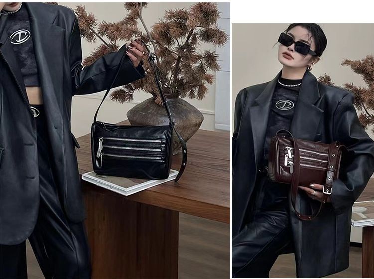 Stylish Multi-Zip Crossbody Bag For Women - Versatile Everyday Shoulder Bag In Havana Brown, Soft Fabric With Functional Compartments_voghion.com