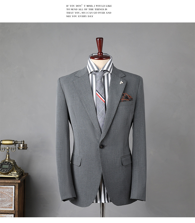 Herrenbekleidung Slim Fit Anzug-Set – Formeller Blazer mit Hose für Hochzeit und Business – Maßgeschneiderter Anzug im britischen Stil für Bräutigam und Büro (Schwarz/Blau/Grau)_voghion.com
