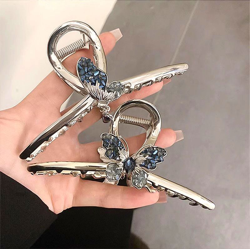 Farfalla in pietra di cristallo per donna, delicata ed elegante, con fermaglio per capelli sulla parte posteriore della testa e grande fermaglio a forma di squalo, che emana un senso di_voghion.com