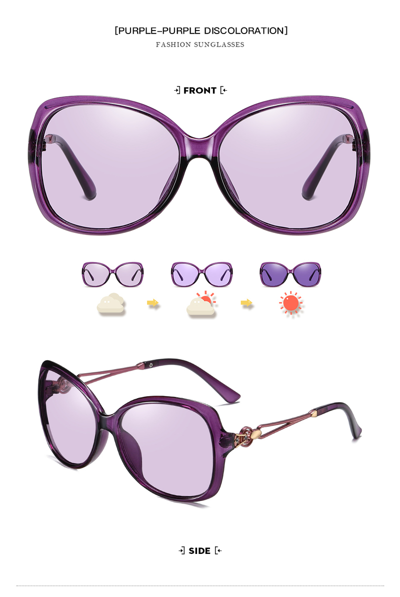 LIOUMO Occhiali da sole da donna polarizzati femminili Glae fotocromatici Shopping Eyewear Fahion Tea Frame UV400 zonnebril_voghion.com