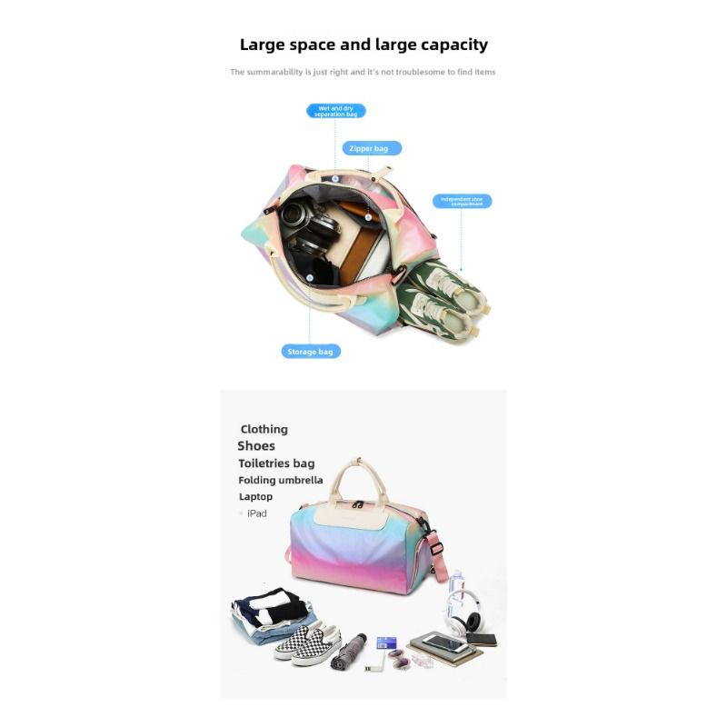 Gradient Color Travel Bag Unisex Lightweight Large Capacity Sports Fitness Bag For Short Trips With Dry And Wet Separation_voghion.com
