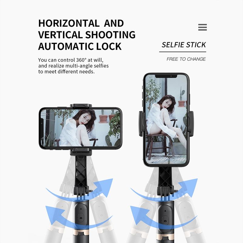 CYKE Q08 Anti-Shake Gimbal Bluetooth Selfie Stick rokas tālruņa tiešraides statīvs (bez gaismas versija)_voghion.com