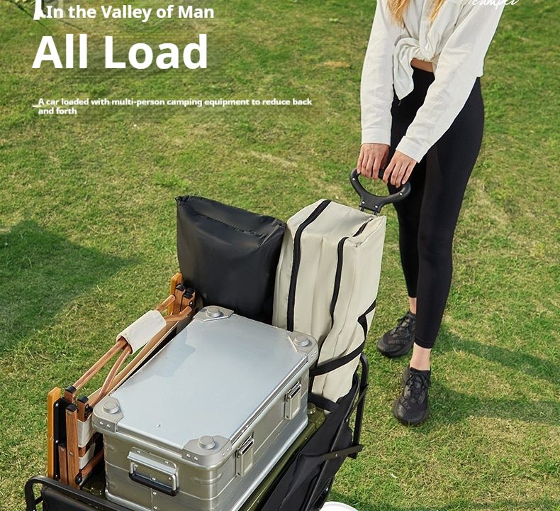 Outdoor Foldable Stall Rear Door Camping Cart, Portable Large Capacity Shopping Cart_voghion.com