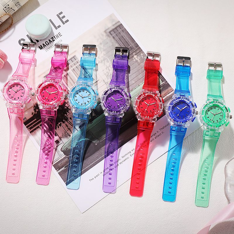 Mode Nieuwe lichtgevende kinderhorloge met transparant kristal voor basisschool- en middelbare schoolstudenten Quartz horloge_voghion.com
