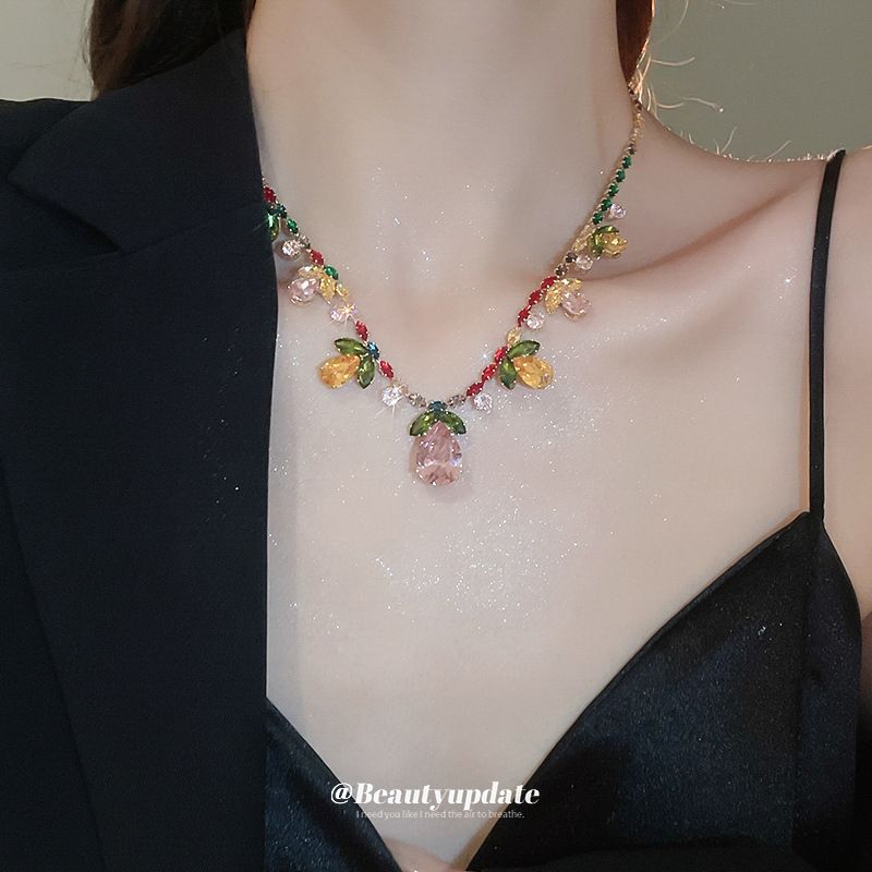 Collana con ciondolo a forma di fiore, foglia e goccia d'acqua, set di orecchini, leggeri, di lusso, pesanti, artigianali, catena per clavicola, moda, alta gamma_voghion.com