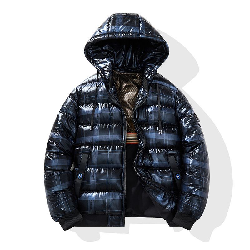 Erkek Giyim Moda Markası Renk Eşleştirme Kamuflaj Parlak Kapüşonlu Ceket Erkekler İçin Sonbahar Ve Kış Kalınlaştırılmış Gençlik Giyim Pamuklu Mont_voghion.com