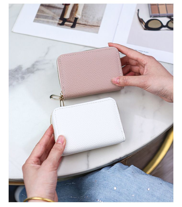 Card Bag Card Cases Double Layer Zipper Accordion Card Holder Solid Color Short Wallet Fashionable And Simple Ladies Wallet Multi Function Coin Purse_voghion.com