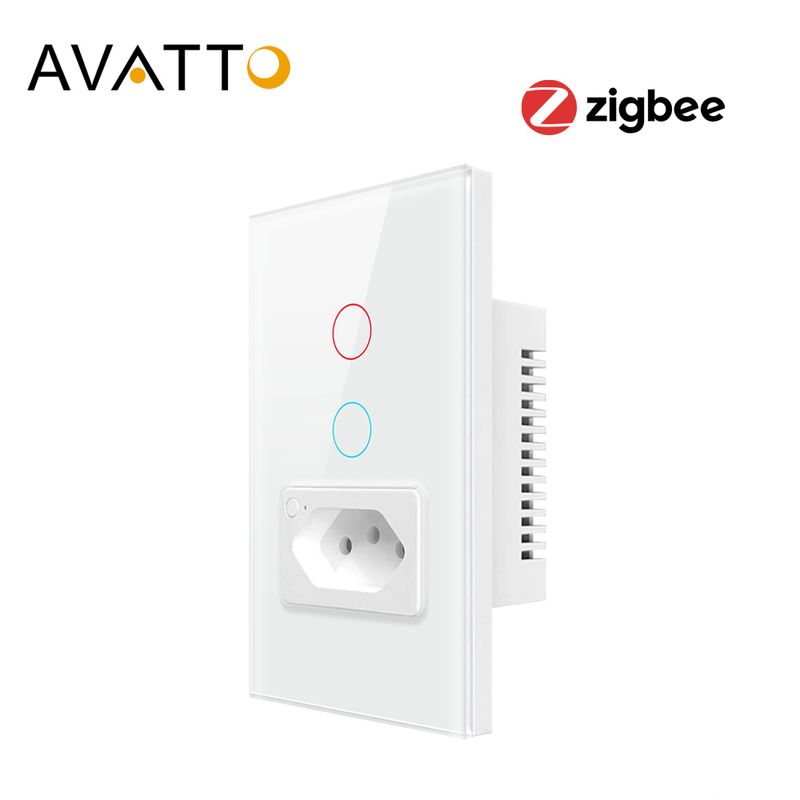 AVATTO Tuya Zigbee 3.0 Brazilská nástěnná zásuvka, dotykový senzor, přerušovač, chytrý vypínač, funguje s Google Home/Alexa_voghion.com