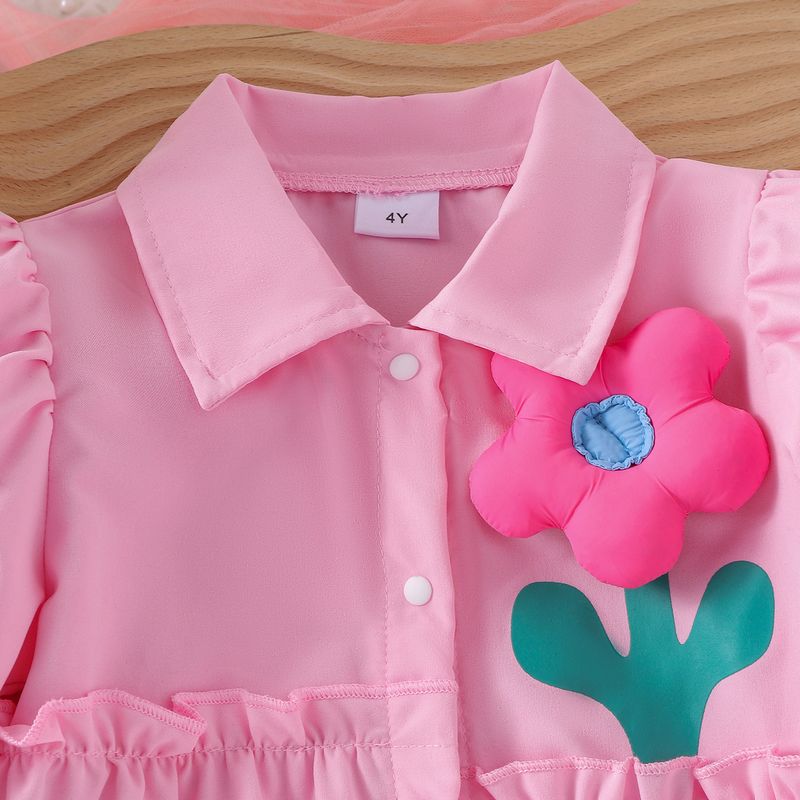 Kinderkleidung für Herbst und Winter, neues rosa Hemd mit Blumenmuster und Jeansanzug mit Blumenmuster für Mädchen_voghion.com