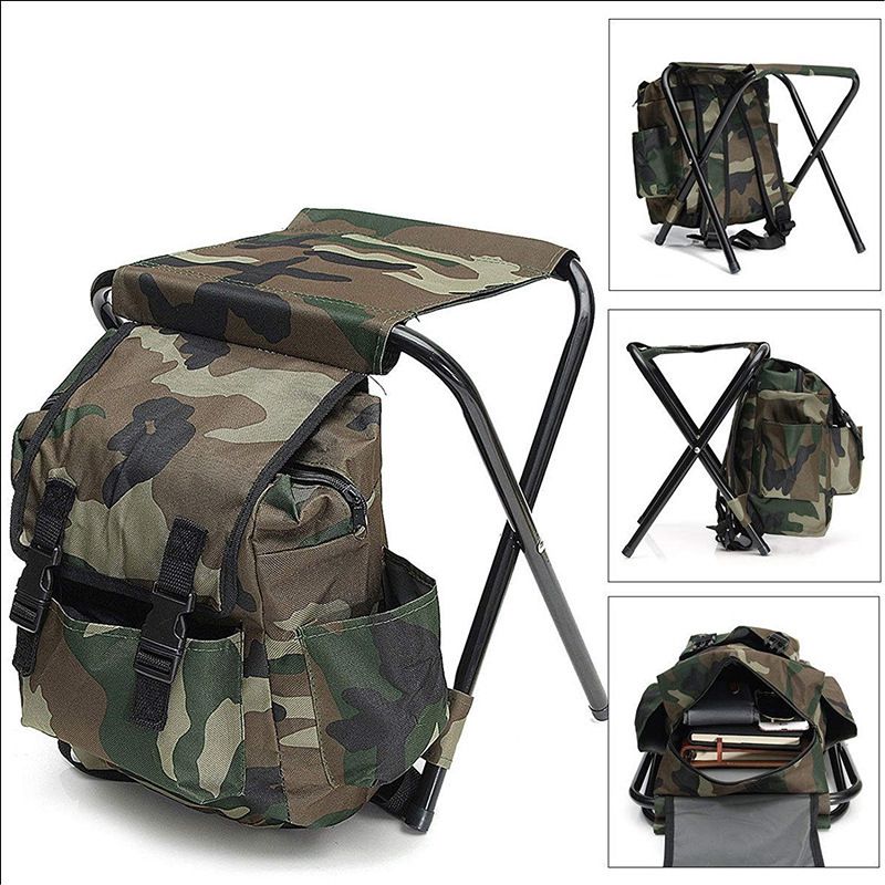 Camouflage Leisure õues kaasaskantav matkaseljakott tool, kokkupandav kalastuspink, telkimine_voghion.com