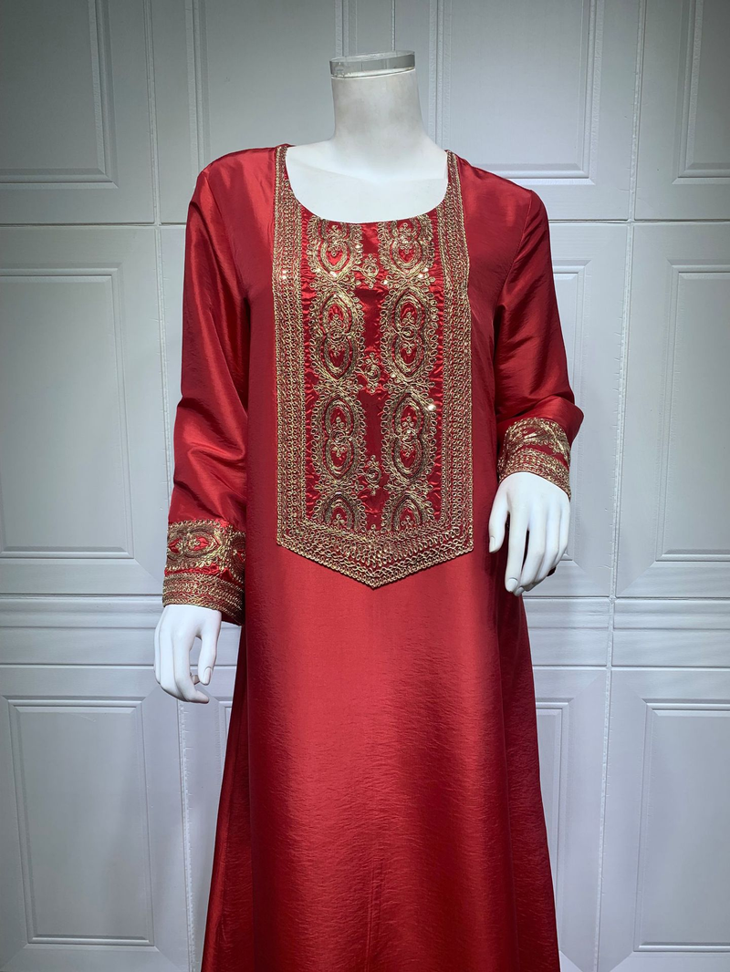 Nuovo abito abaya musulmano con paillettes ricamate in oro Abaya da donna_voghion.com