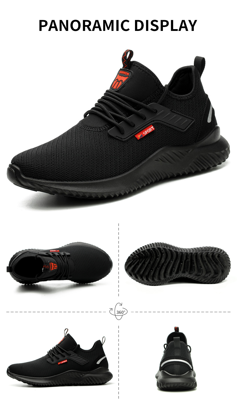 Sapatos de trabalho de segurança para construção masculinos ao ar livre com biqueira de aço botas de segurança leves à prova de furos de alta qualidade_voghion.com