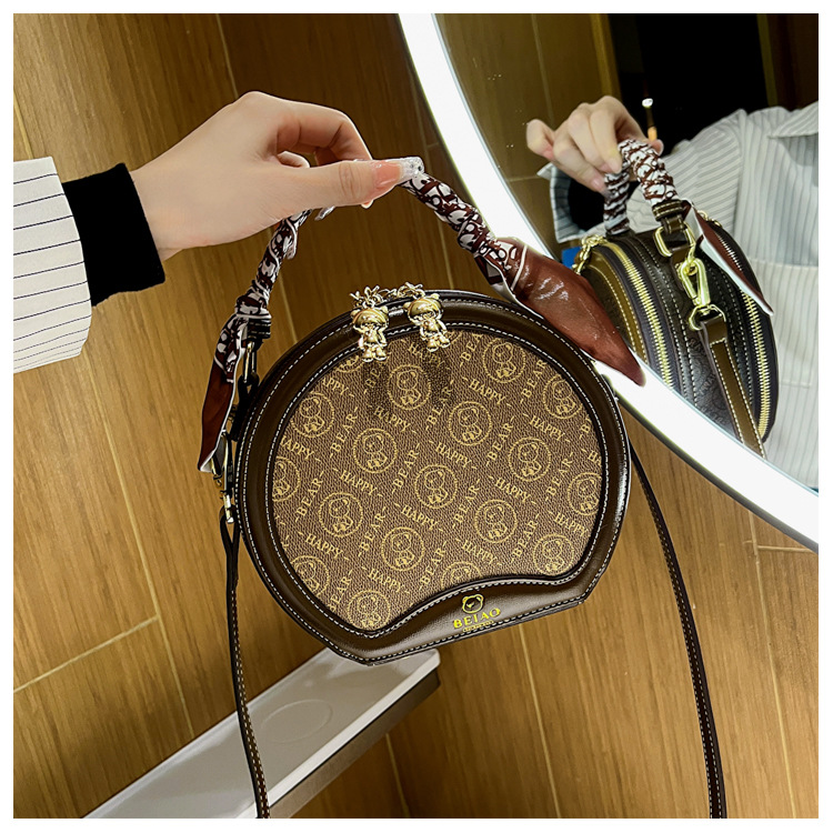Borsa per torta rotonda Borsa a tracolla diagonale da donna piccola borsa rotonda Borsa moda autunno e inverno_voghion.com