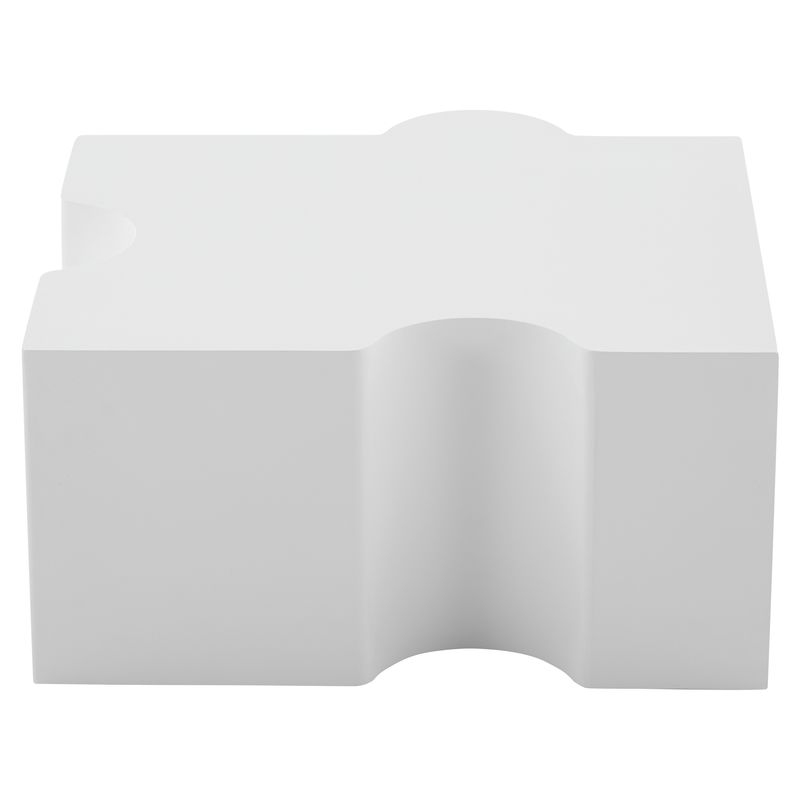 Table basse unique blanche à motif puzzle (65 x 65 x 32 cm), table basse rembourrée en MDF, table basse de salon art abstrait pour une décoration d'intérieur moderne._voghion.com