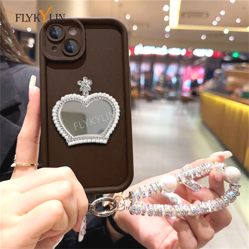 Luxury Stylish Crown Mirror Phone Case For Huawei Nova 13 12 11 10 9 8 Pro 11i 12i 5t Y70 Plus Soft Silicone With Bracelet_voghion.com