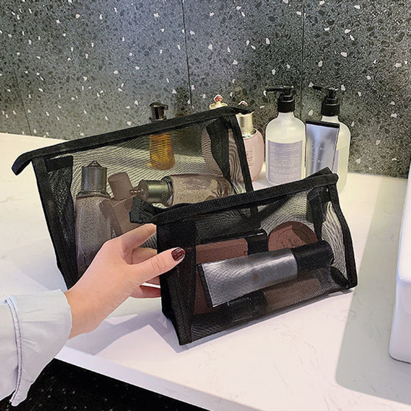 Kjiuyou Kosmetiktasche, Netzstoff, einfarbig, große Kapazität, kompakt, schnelltrocknend, mit Reißverschluss, Dusch-Caddy, Tragetasche für unterwegs_voghion.com