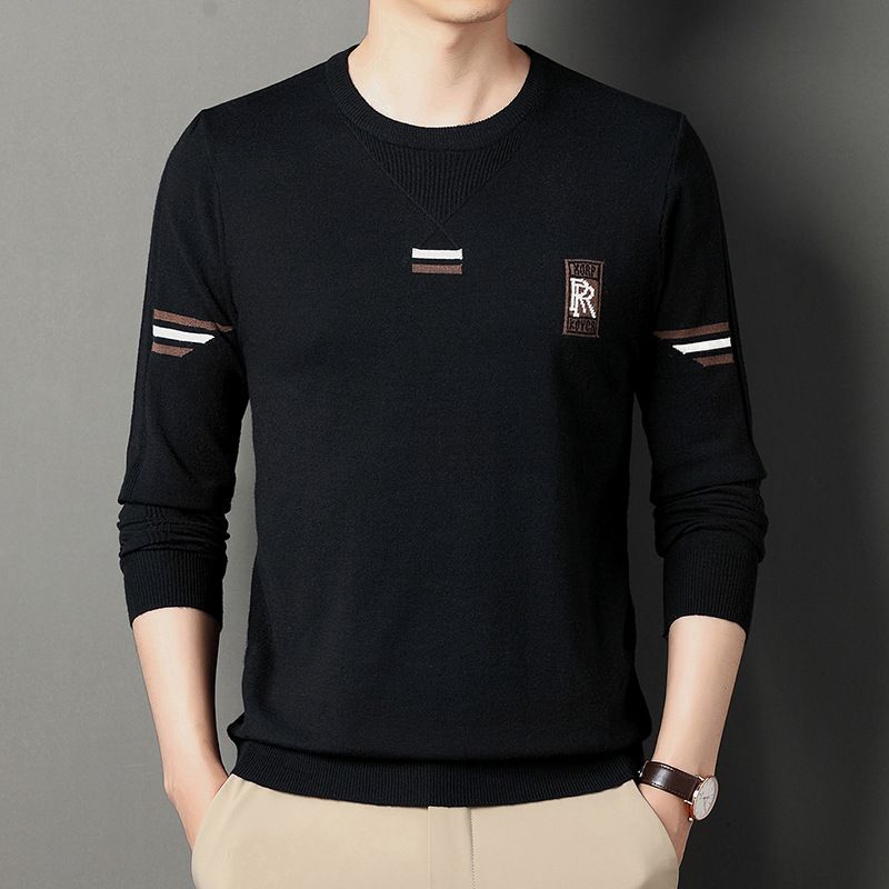 Middle aged undergarment knitted for spring and autumn, dad's men's casual sweater_voghion.com