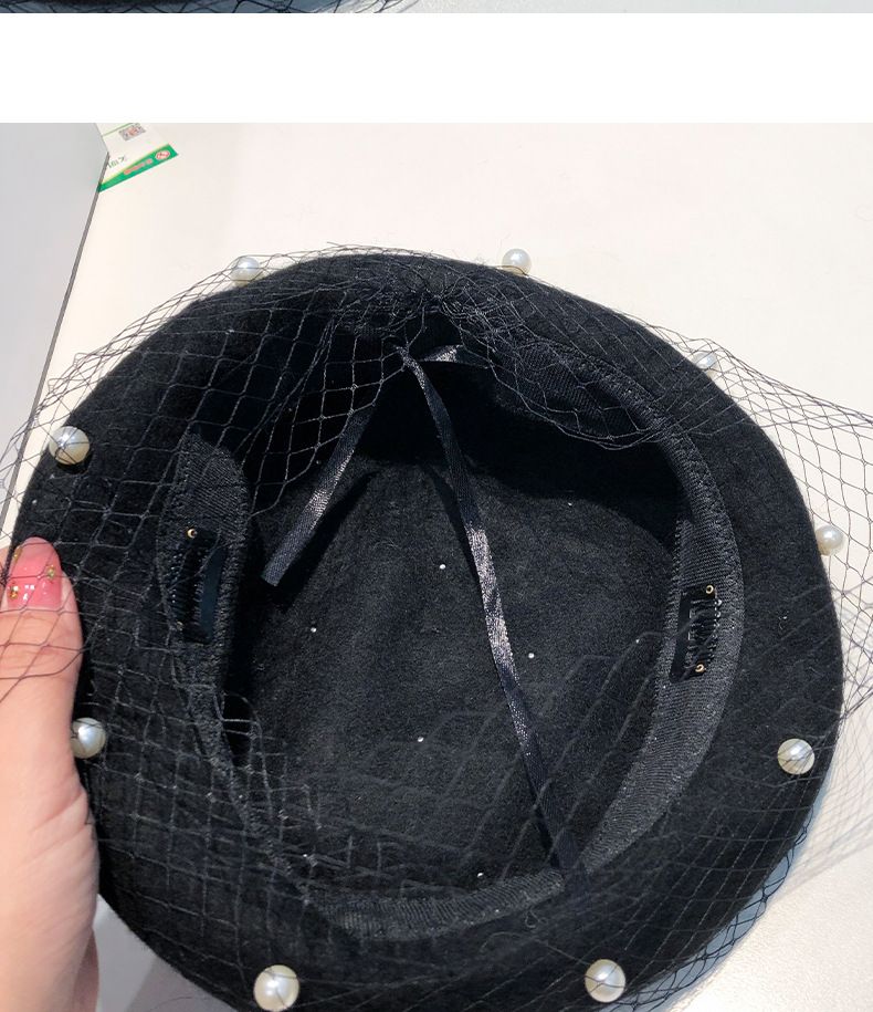 Heißer Verkauf Chic Wollmischung Vintage London mit Schleier Mesh Show Doppelschicht Damen Baskenmütze Beanies Caps Gorro für Ladys Bankett_voghion.com
