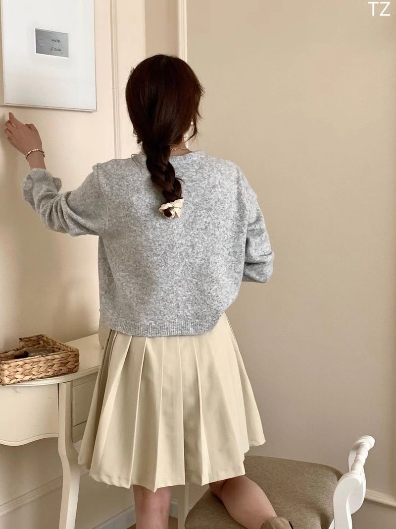 Knitted cardigan in Spring Autumn, Korean small and fresh, bow tie, age reducing, college style, versatile sweater_voghion.com