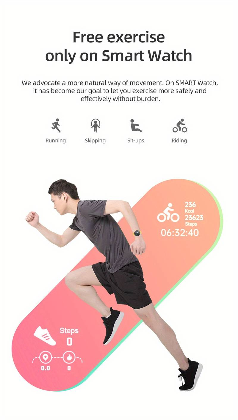 Intelligente Uhr, Herzfrequenz, Blutdruck, Blutsauerstoff, Fitness-Tracker, Übungsschritt, Kilometerstand, Anruferinformationserinnerung, geeignet für Android IOS_voghion.com
