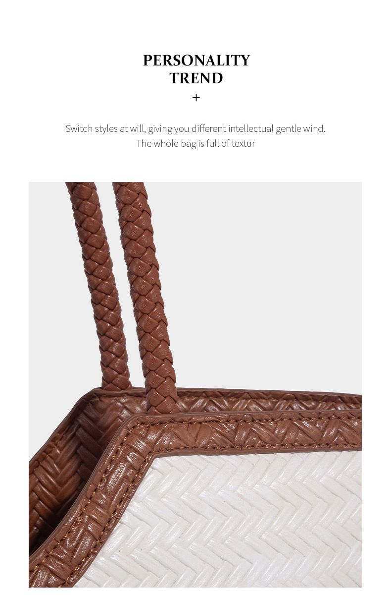 Borsa tote in pelle intrecciata con tasca interna, borsa a tracolla di grande capacità per uso quotidiano, shopping, viaggi - Design marrone chic_voghion.com