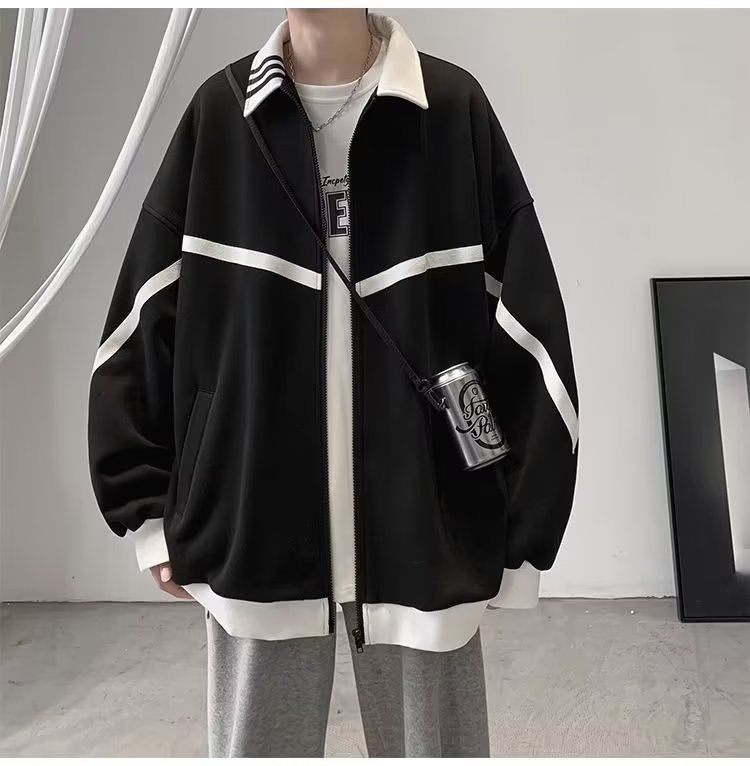 Korean Men's Baseball Jacket – High-End Loose Fit Casual Spring & Autumn Top – Trendy Streetwear Style_voghion.com