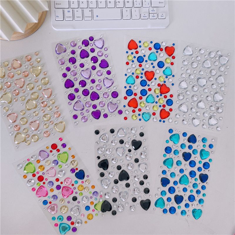 Grands autocollants Love Diamond ins3D autocollants décoratifs pour compte main en diamant coréen autocollants pour visage enfants fille cristal diamant_voghion.com