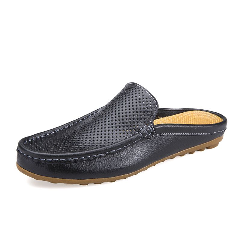 Sandali da uomo, infradito a mezza punta, in vera pelle a spina di pesce, traspiranti, estivi, alla moda e con punta alla moda, casual_voghion.com