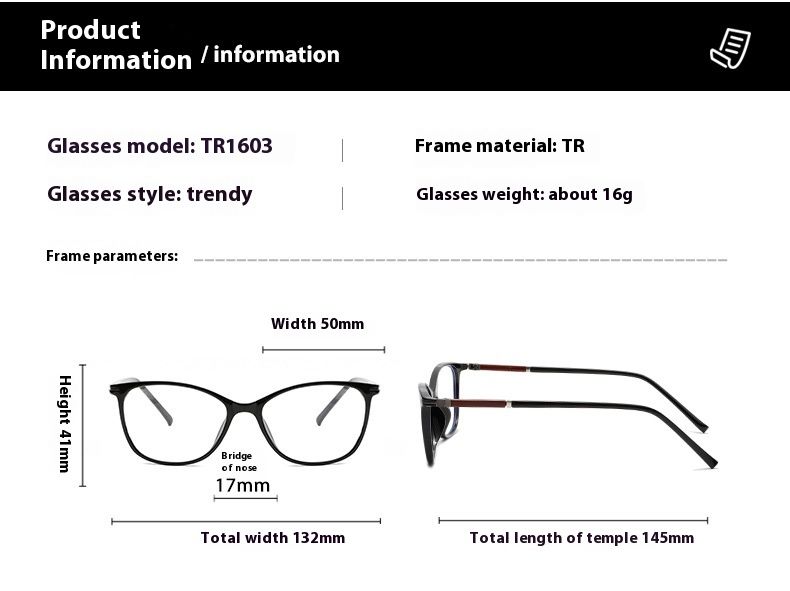 Ramă de ochelari metalică ultra-ușoară, ochelari de miopie cu formă neregulată, nemagnetici, ochelari de vedere pentru studenți cu fața goală TR1603_voghion.com