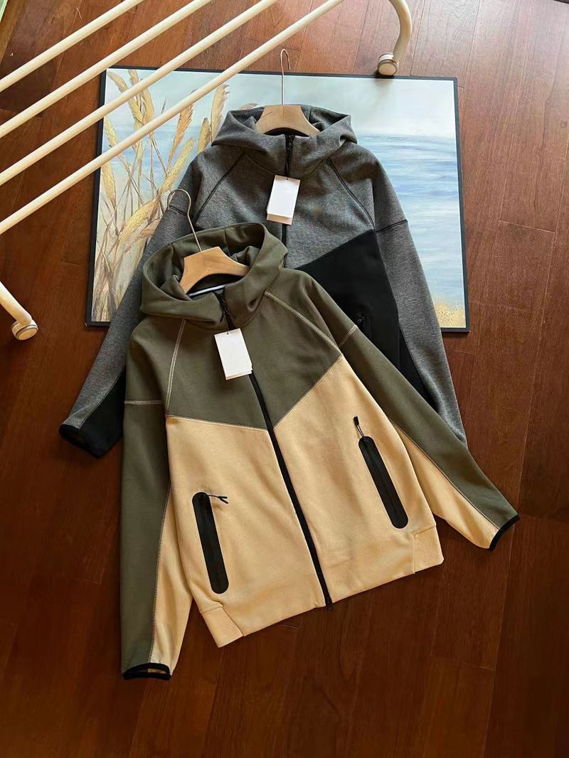 Sweat à capuche de printemps pour hommes tricoté pull décontracté à fermeture éclair en patchwork veste 922_voghion.com