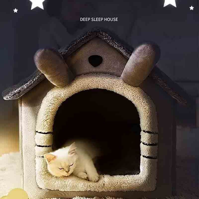 Indoor Warm Dog House Soft Pet Bed Tent House Dog Kennel Cat Bed With Removable Cushion Suitable For Small Medium Large Pets_voghion.com
