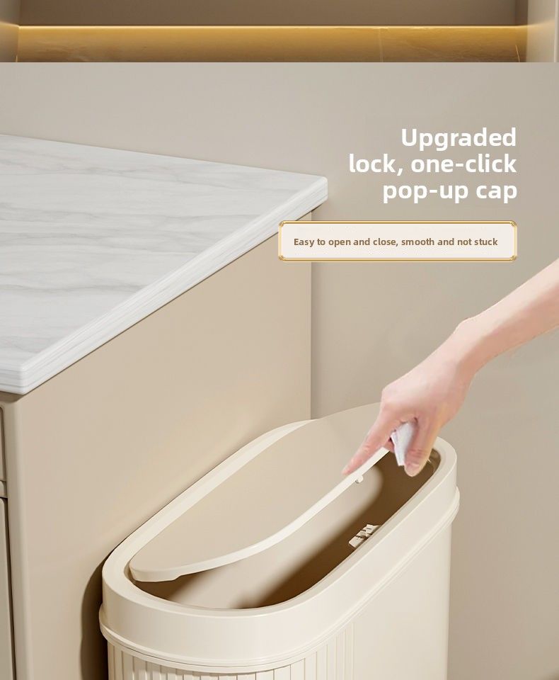 Cestino per WC da parete specifico per bagno con coperchio, per uso domestico, 2024, nuovo, di alta qualità, in stile crema_voghion.com