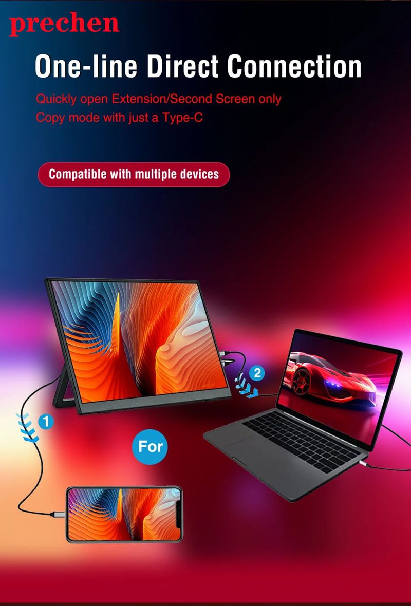 Schermo di estensione per computer portatile da 14 a 15,6 pollici con display a cristalli liquidi touch_voghion.com