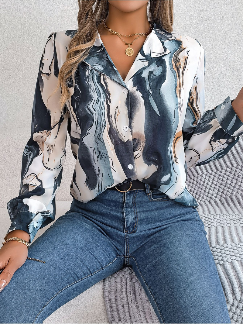 Camicia a maniche lunghe con colletto a righe e blocchi di colore casual primavera estate 2025 da donna_voghion.com