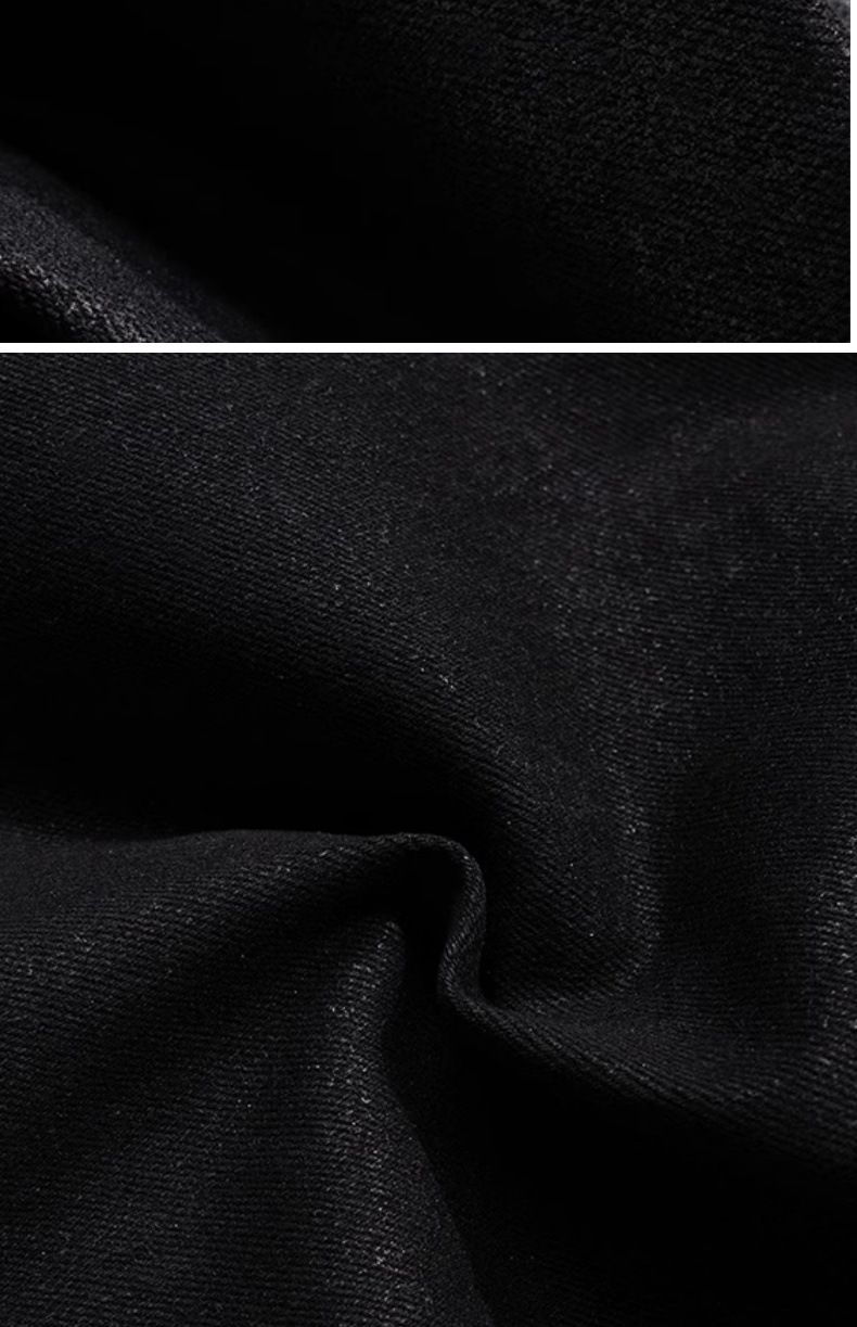 Men's Clothing new niche dark wax coating ribbon slightly elastic wide leg flared mopping piled denim trousers trend_voghion.com